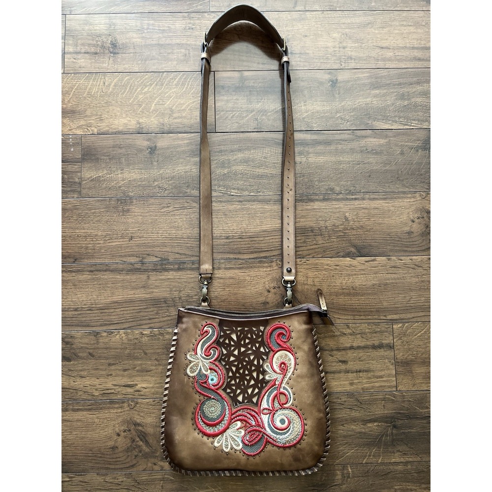 Corral Brown Satchel with Red and Cream Embroidery - Picture 2 of 9